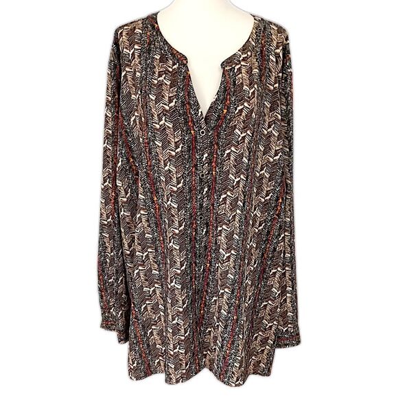 Catherines Top Plus Size 3X Button Up Bohemian Boho Chic Tribal Ethnic Flowy - Picture 12 of 16